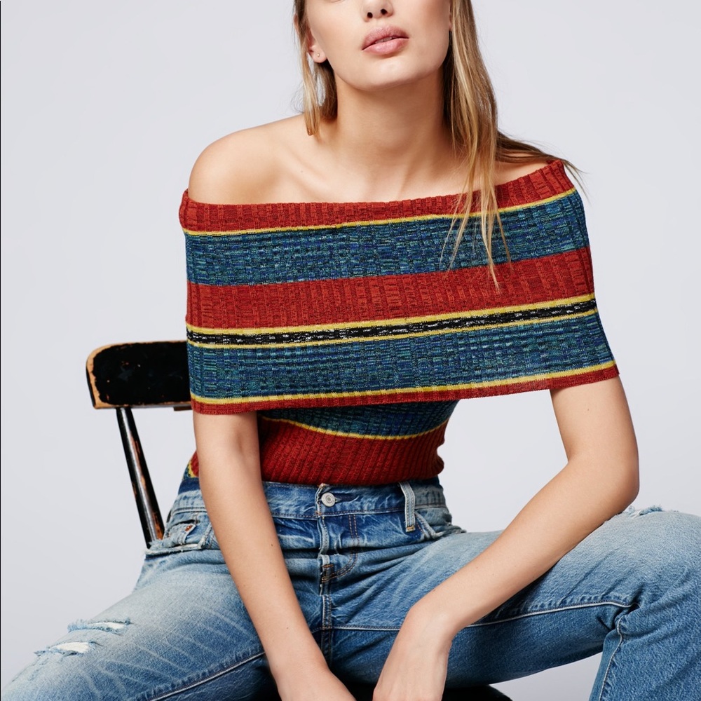 Free People Carly Cowl Striped Top Size Small